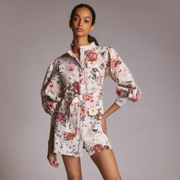 Anthropologie Dresses & Skirts - NWT Anthropologie x Mare Mare Pink Floral Mini Puff Sleeve Shirtdress Womens S
